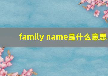 family name是什么意思